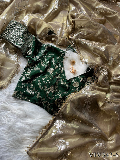 Golden Shaded Soft Fabric Wirh Hand Work Saree