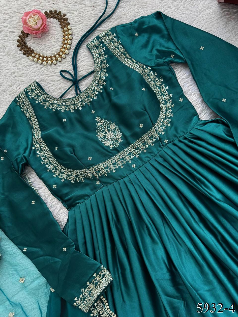 Embroidery and Sequence Work Anarkali Suit Set