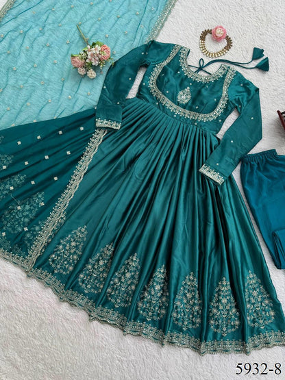 Embroidery and Sequence Work Anarkali Suit Set