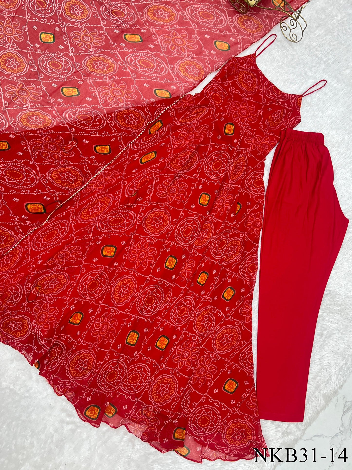 PURE SOFT CHIFFON BANDHEJ ANARKALI