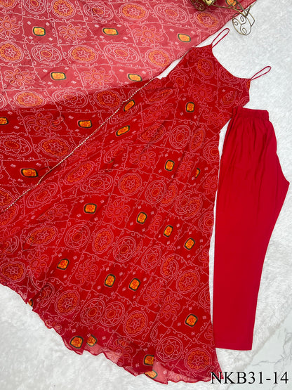 PURE SOFT CHIFFON BANDHEJ ANARKALI