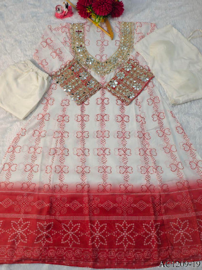 FAUX GEORETTE BUSTIER KURTI SET