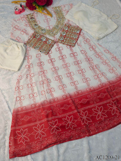 FAUX GEORETTE BUSTIER KURTI SET