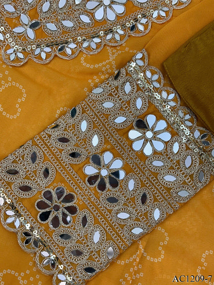 FAUX GEORETTE BUSTIER KURTI SET