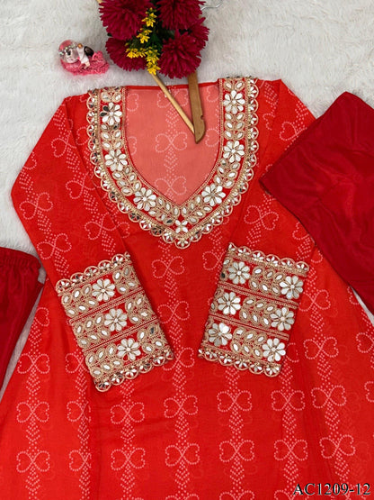 FAUX GEORETTE BUSTIER KURTI SET