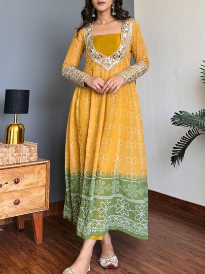 FAUX GEORETTE BUSTIER KURTI SET