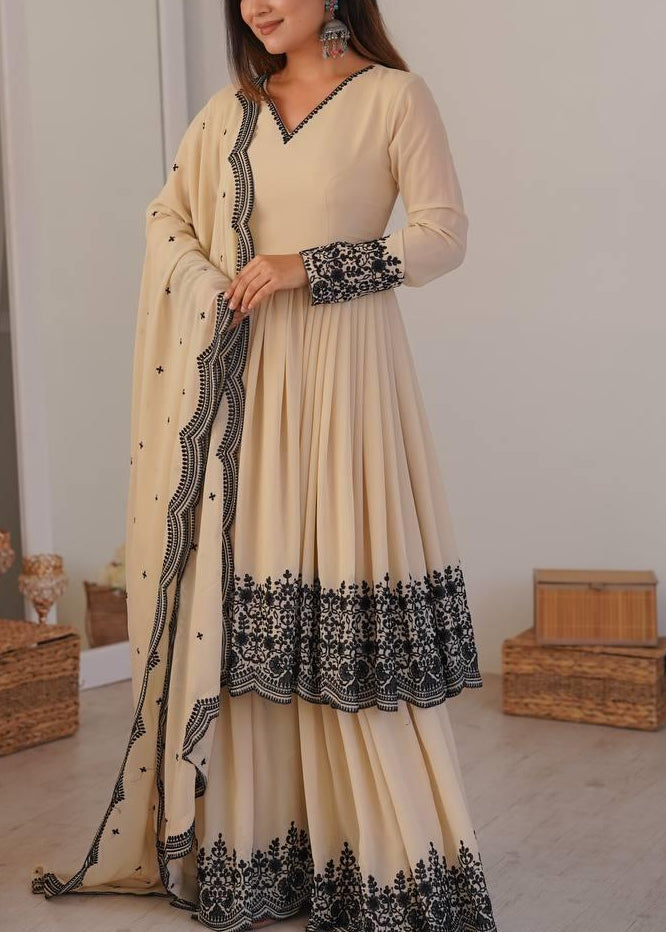 Eid special Thread Detailing Work Top Plazzo With Dupatta