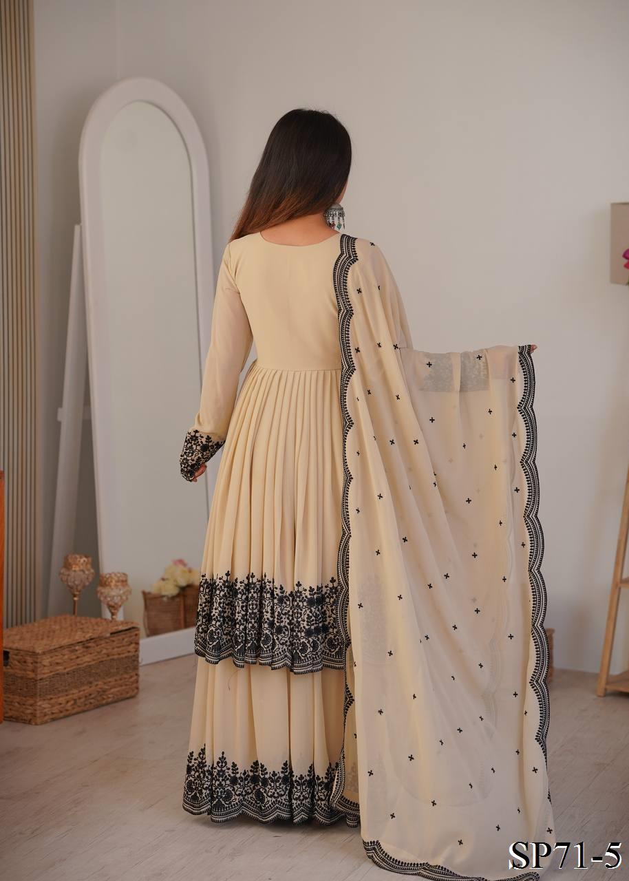 Eid special Thread Detailing Work Top Plazzo With Dupatta