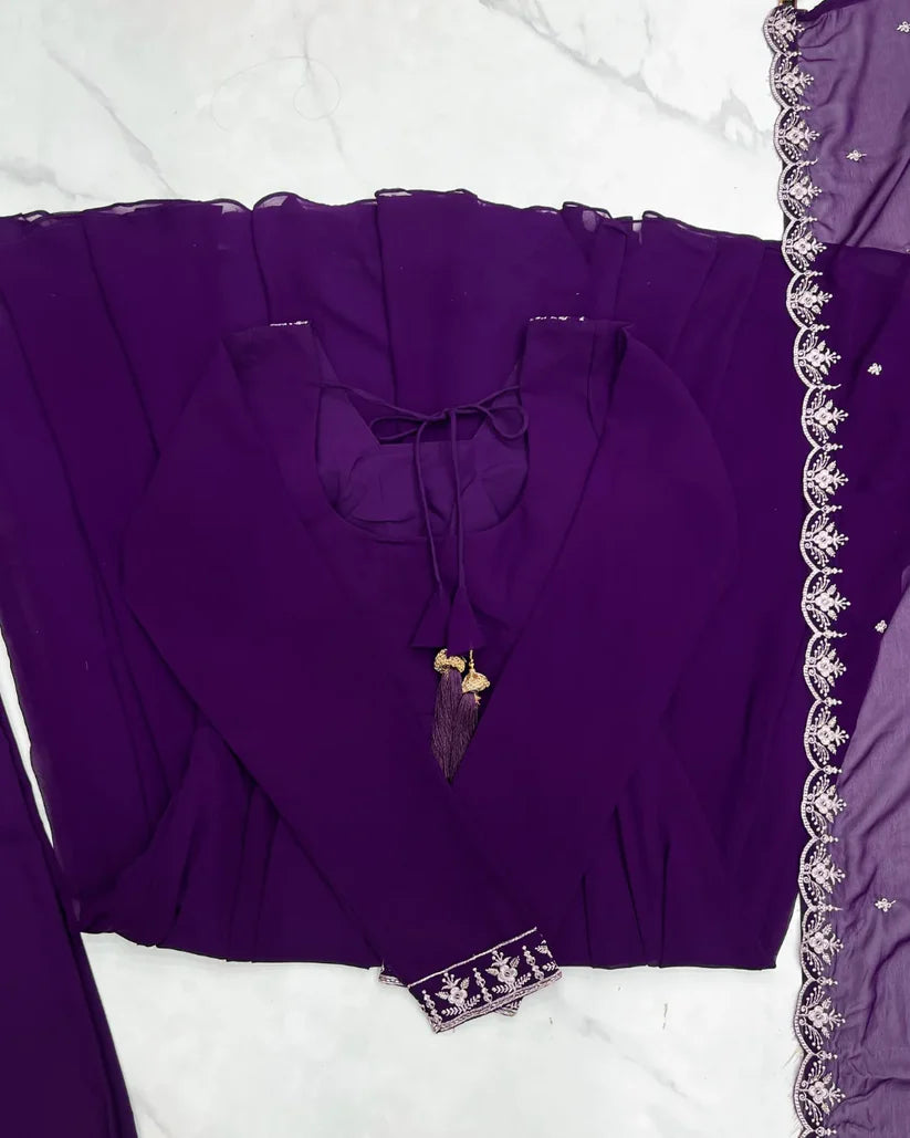 Beautiful Fancy Embroidery beads & Jari Work Anarkali Suit Set