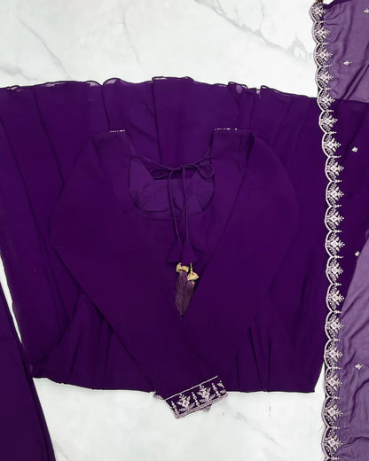 Beautiful Fancy Embroidery beads & Jari Work Anarkali Suit Set