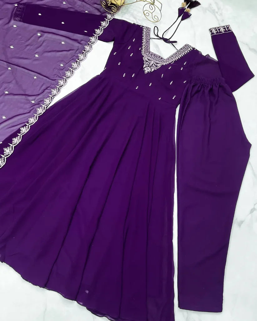 Beautiful Fancy Embroidery beads & Jari Work Anarkali Suit Set