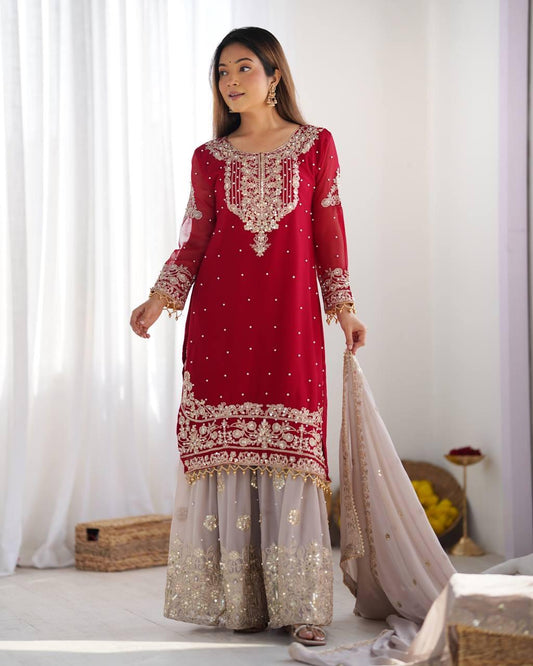 Faux Georgette with inner Coding &amp; Sequnce Work Pakistani Eid Suit