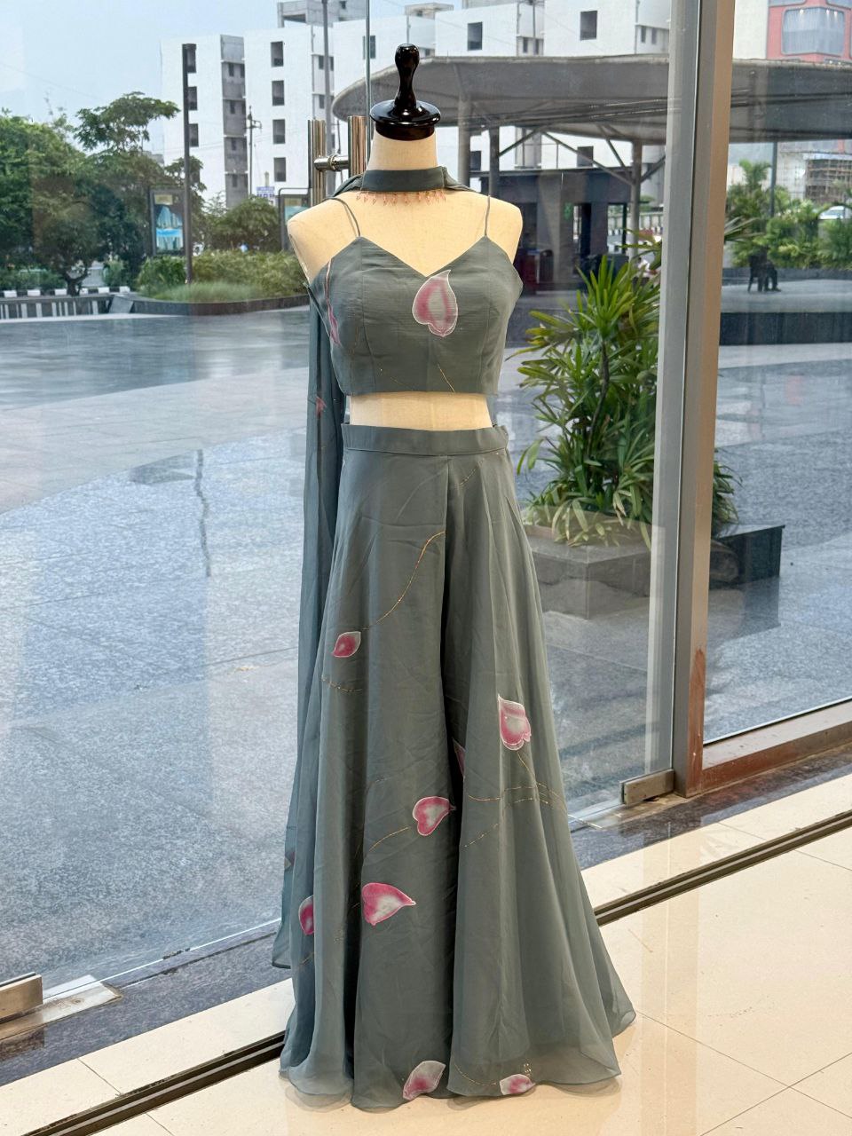 pure Georgette Printed Work Blouse Plazzo