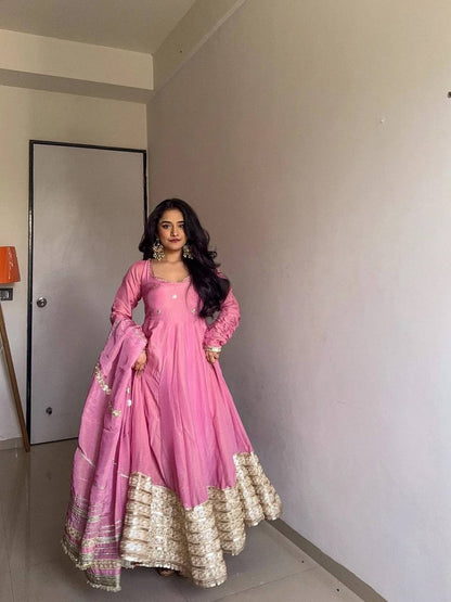 Foux Gorgette With Thread with Sequnce Work Top Pent