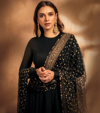 BOLLYWOOD MOST DEMANDING BLACK COLOR READY TO WEAR ANARKALI GOWN