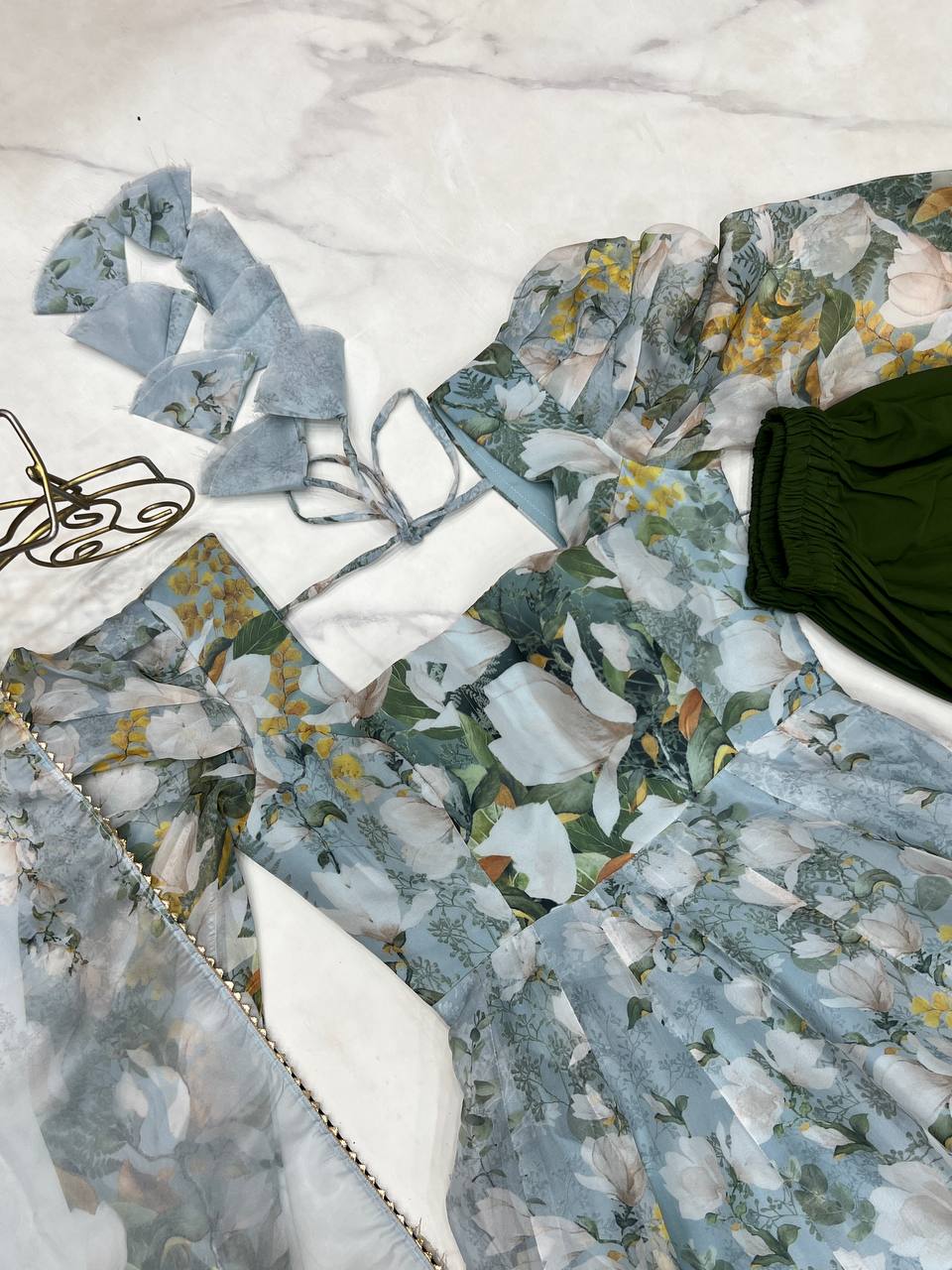 New Wear Organza Silk Floral Print Anarkali