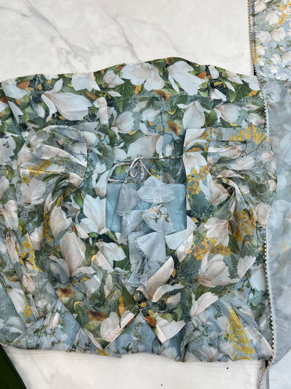 New Wear Organza Silk Floral Print Anarkali