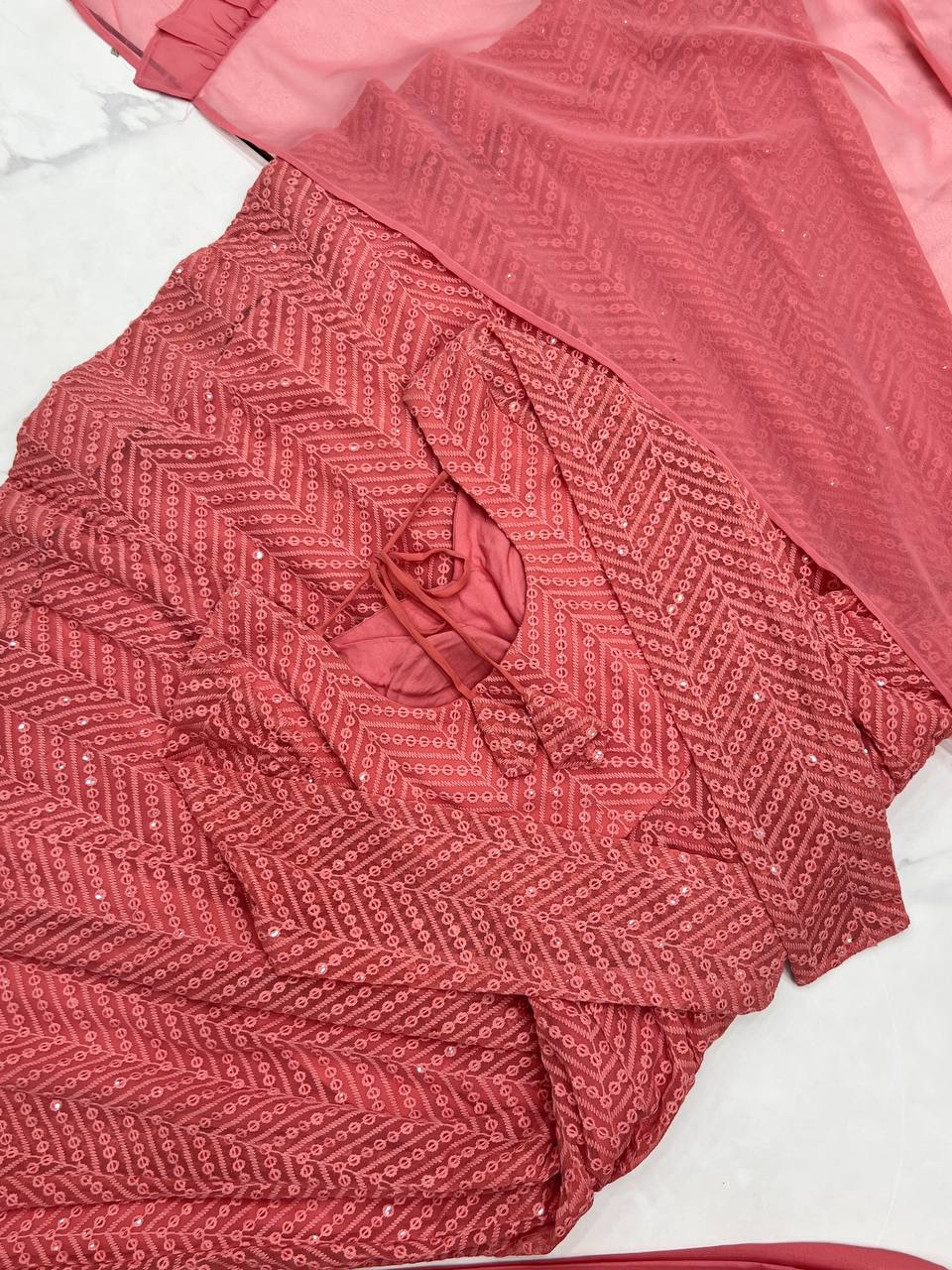 DESIGNER LUKHNOWI SEQUENCE WORK GREEN COLOR ANARKALI GOWN WITH 4 MTR FLAIR