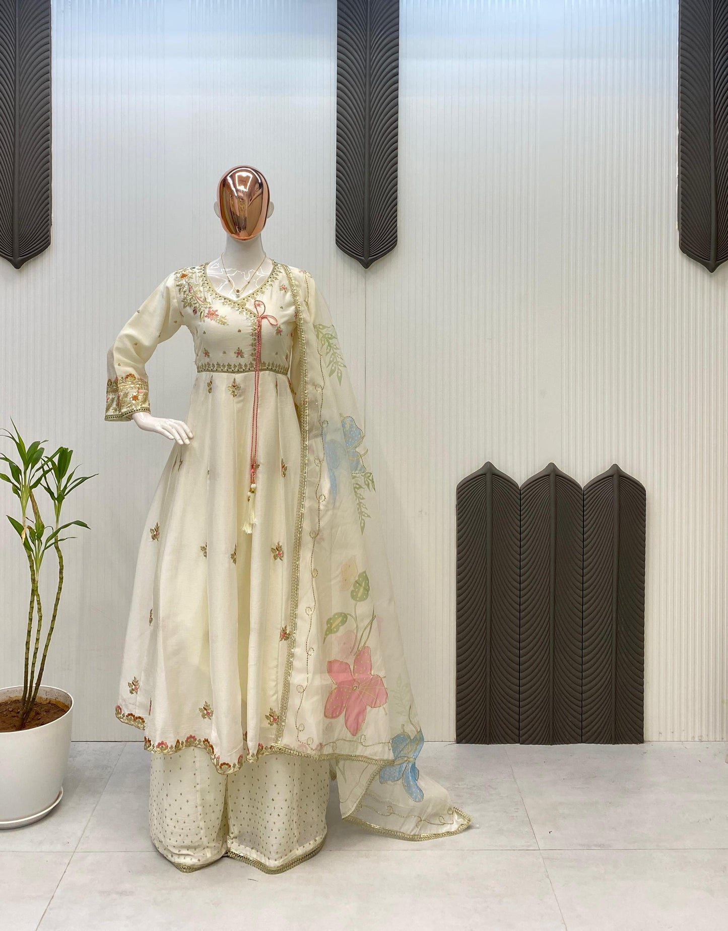 DESIGNER SEQUENCE EMBROIDERED 3 PIECE GOWN PAIR