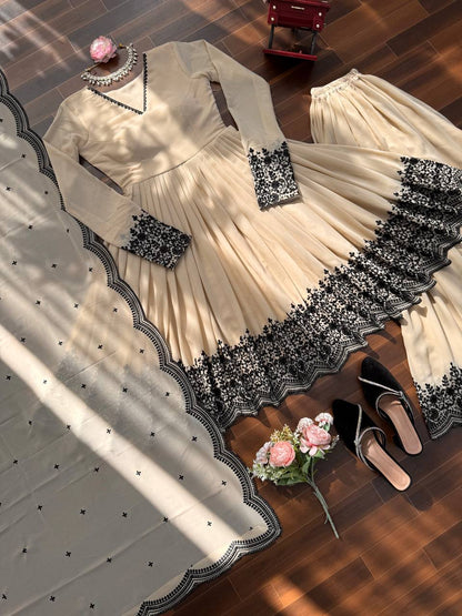 Eid special Thread Detailing Work Top Plazzo With Dupatta