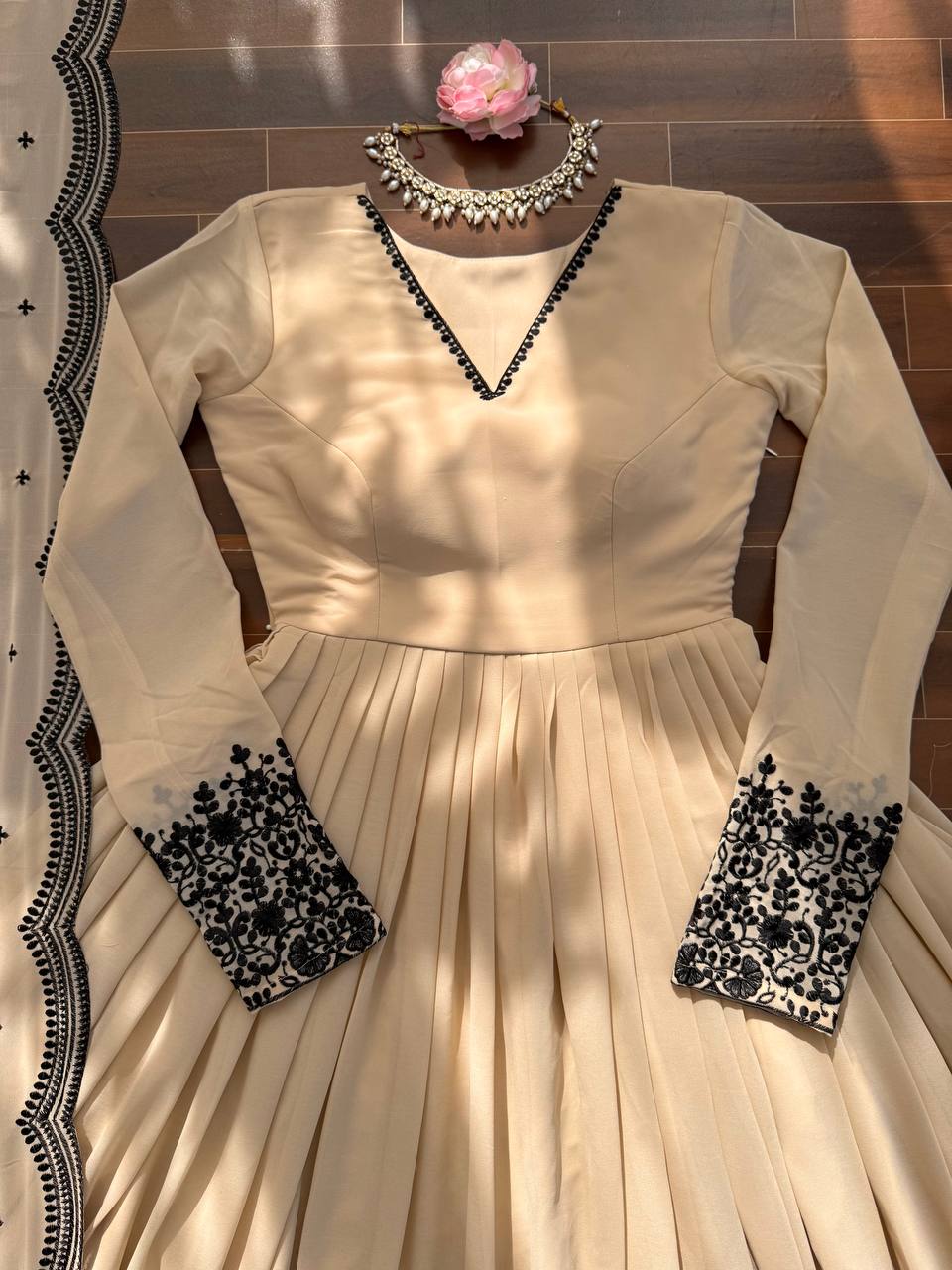 Eid special Thread Detailing Work Top Plazzo With Dupatta