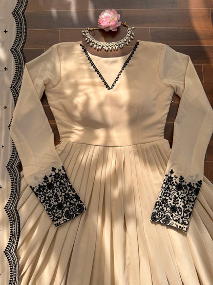 Eid special Thread Detailing Work Top Plazzo With Dupatta