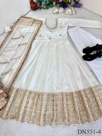 Viral White Anarkali Set