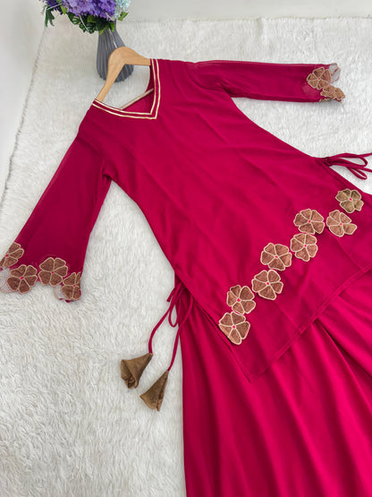 Graceful Georgette Embroidered Palazzo Set