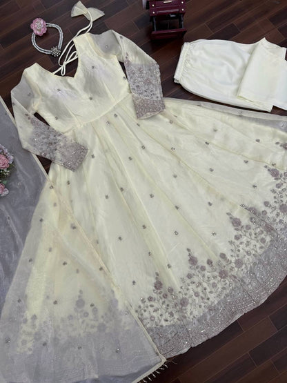 Ivory Anarkali Set