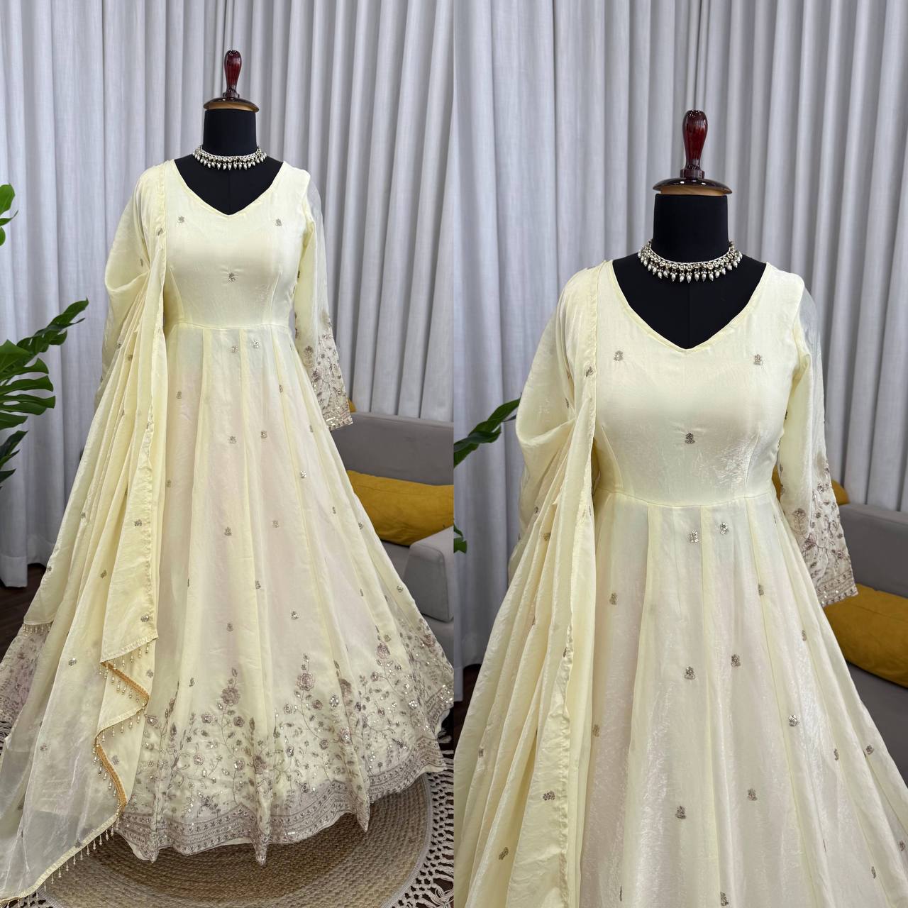 Ivory Anarkali Set