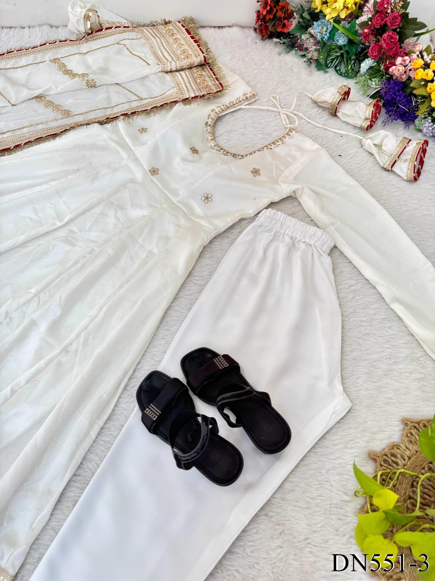 Viral White Anarkali Set