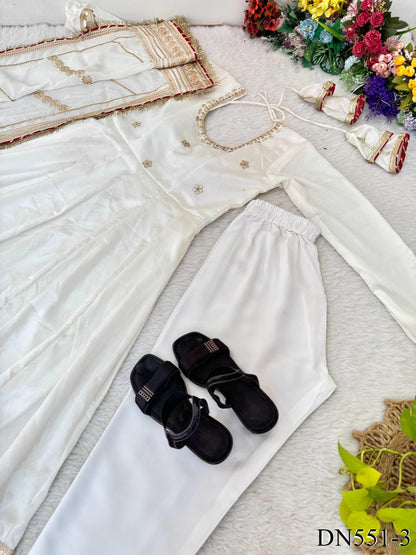 Viral White Anarkali Set