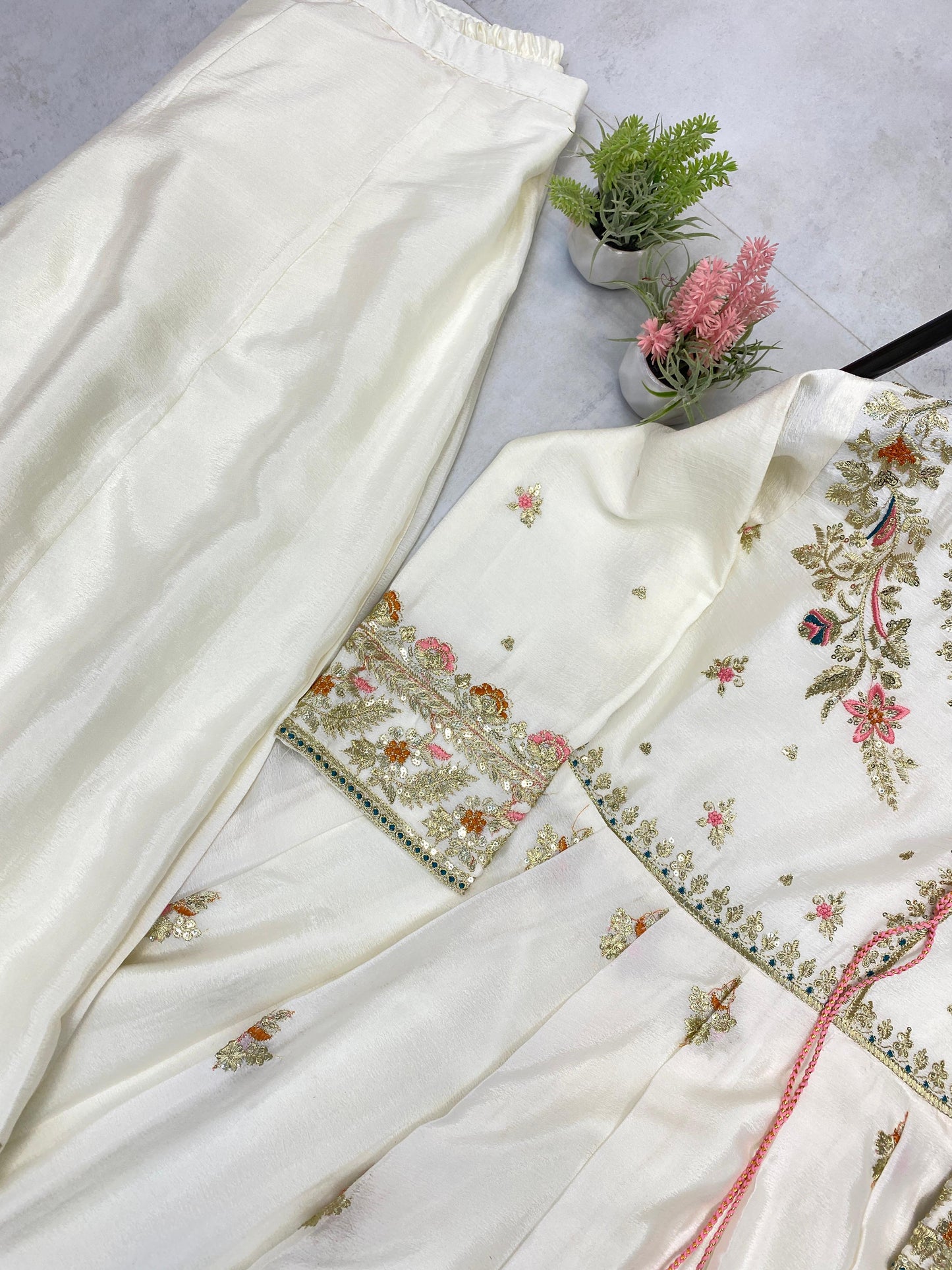 DESIGNER SEQUENCE EMBROIDERED 3 PIECE GOWN PAIR