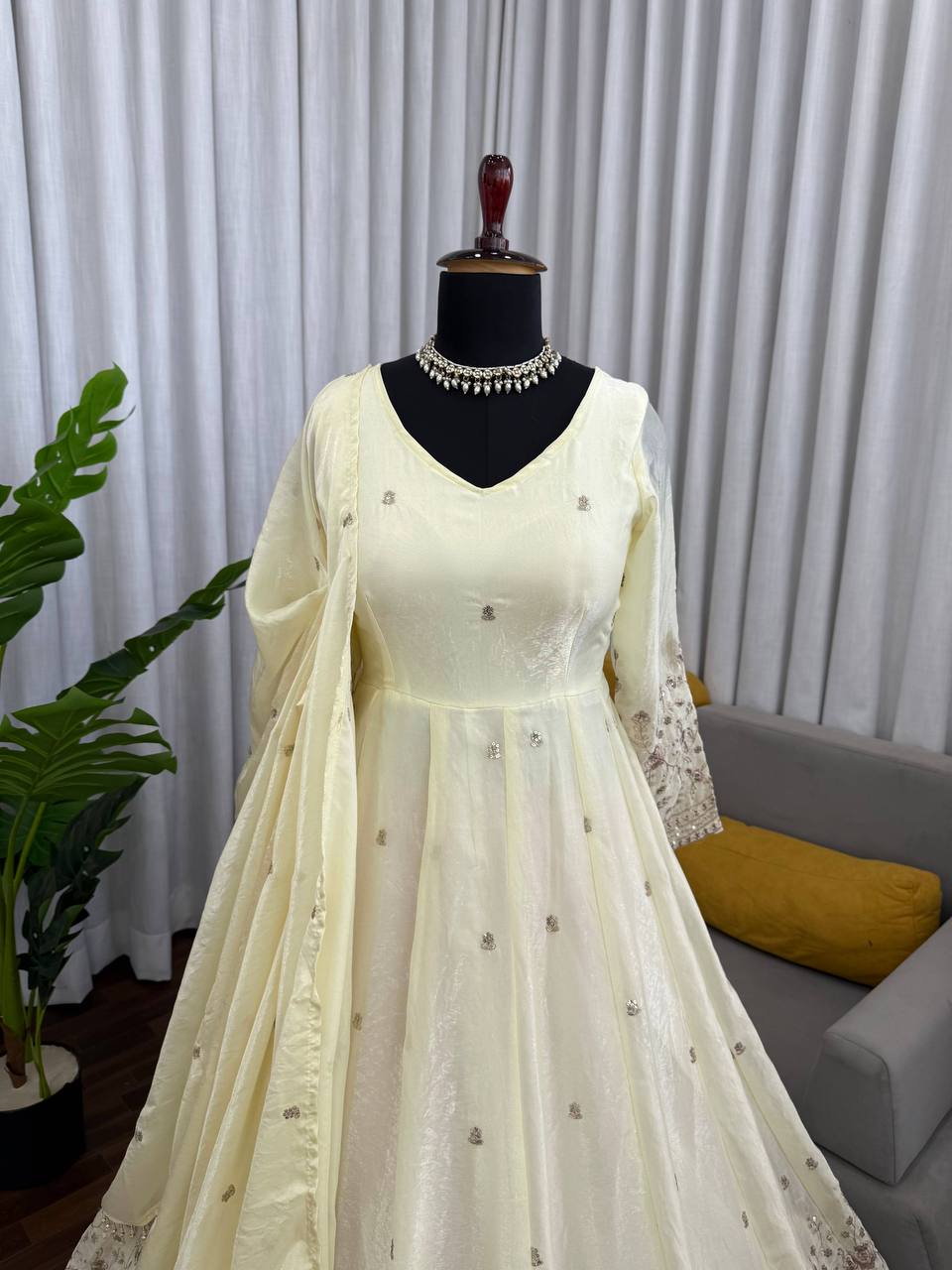 Ivory Anarkali Set