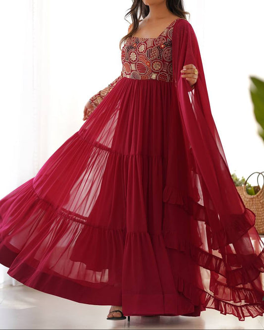 Pure Soft Georgette Ruffle Style Heavy Flair Anarkali Suit Set
