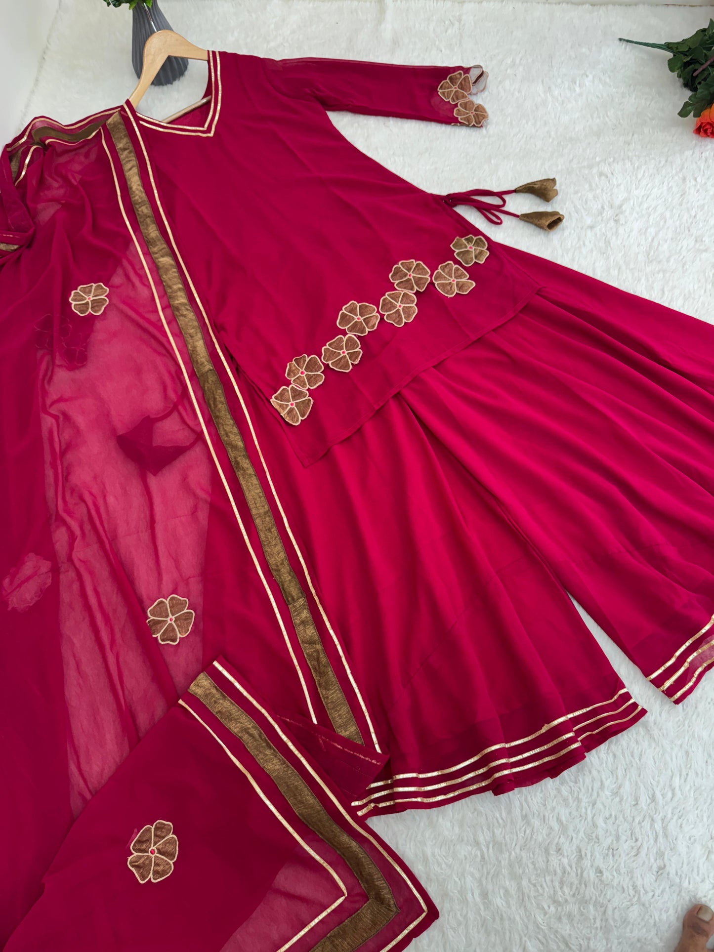 Graceful Georgette Embroidered Palazzo Set