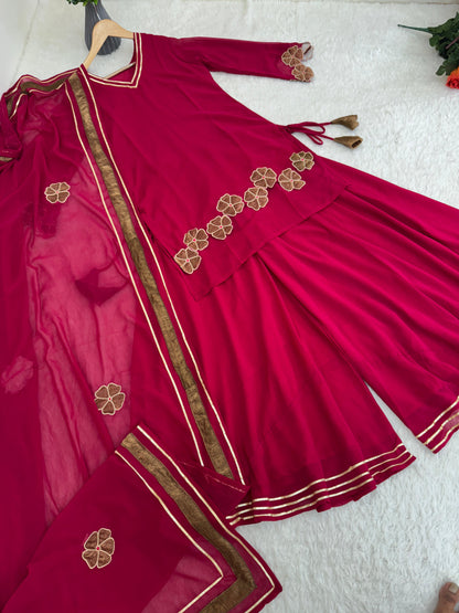 Graceful Georgette Embroidered Palazzo Set