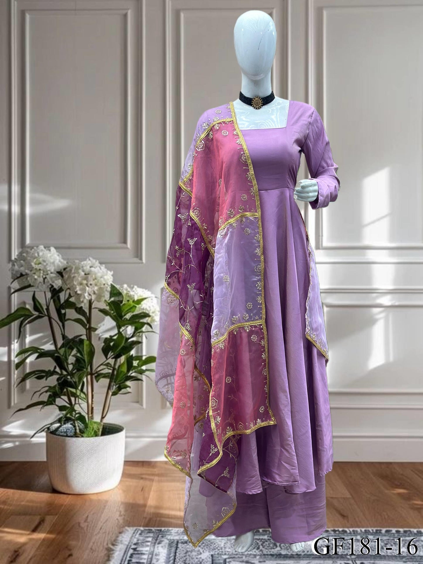 Shimmer Silk Gown Set