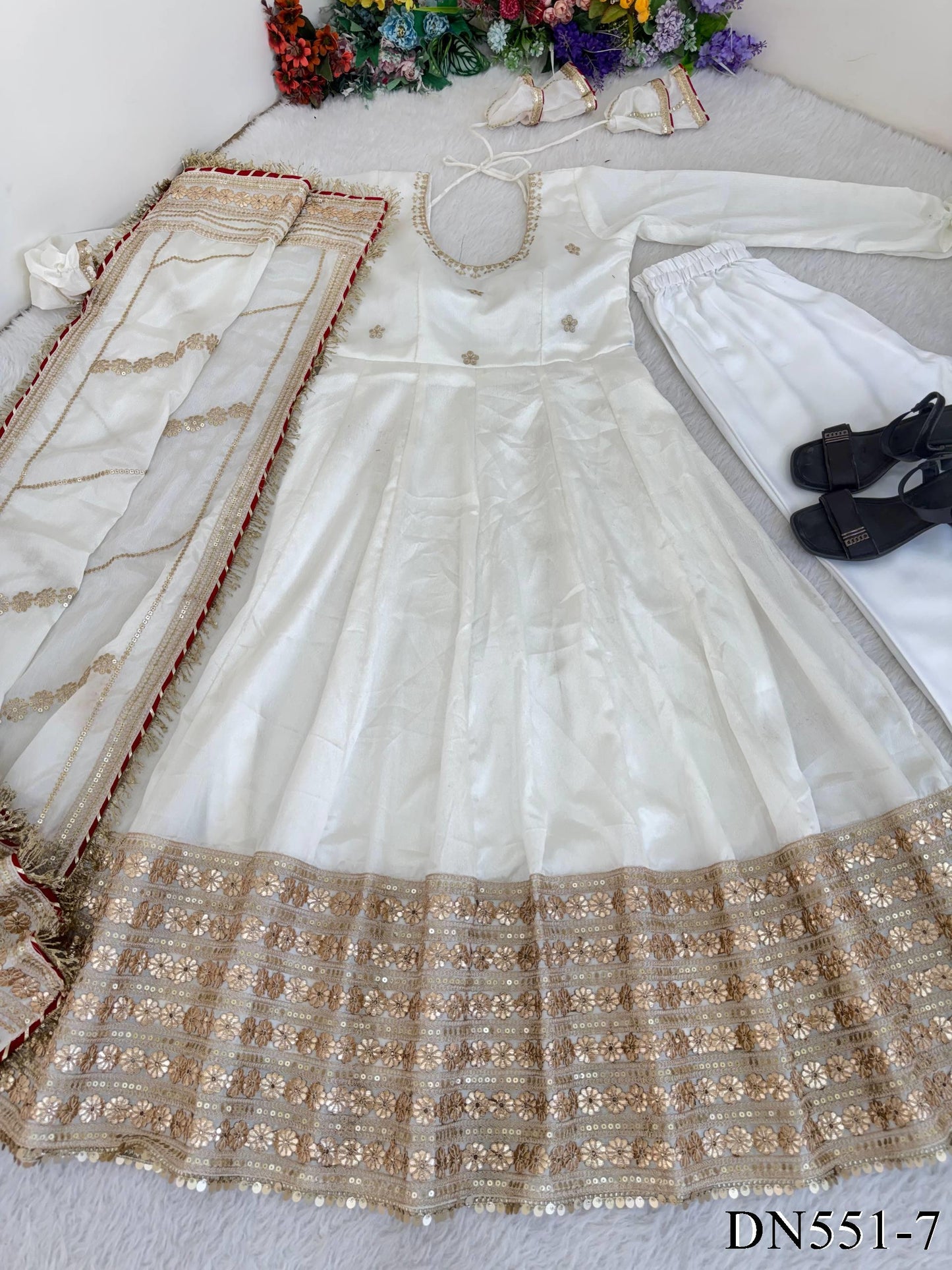 Viral White Anarkali Set
