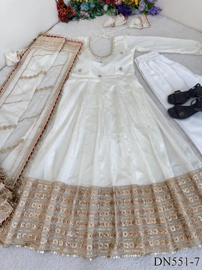 Viral White Anarkali Set