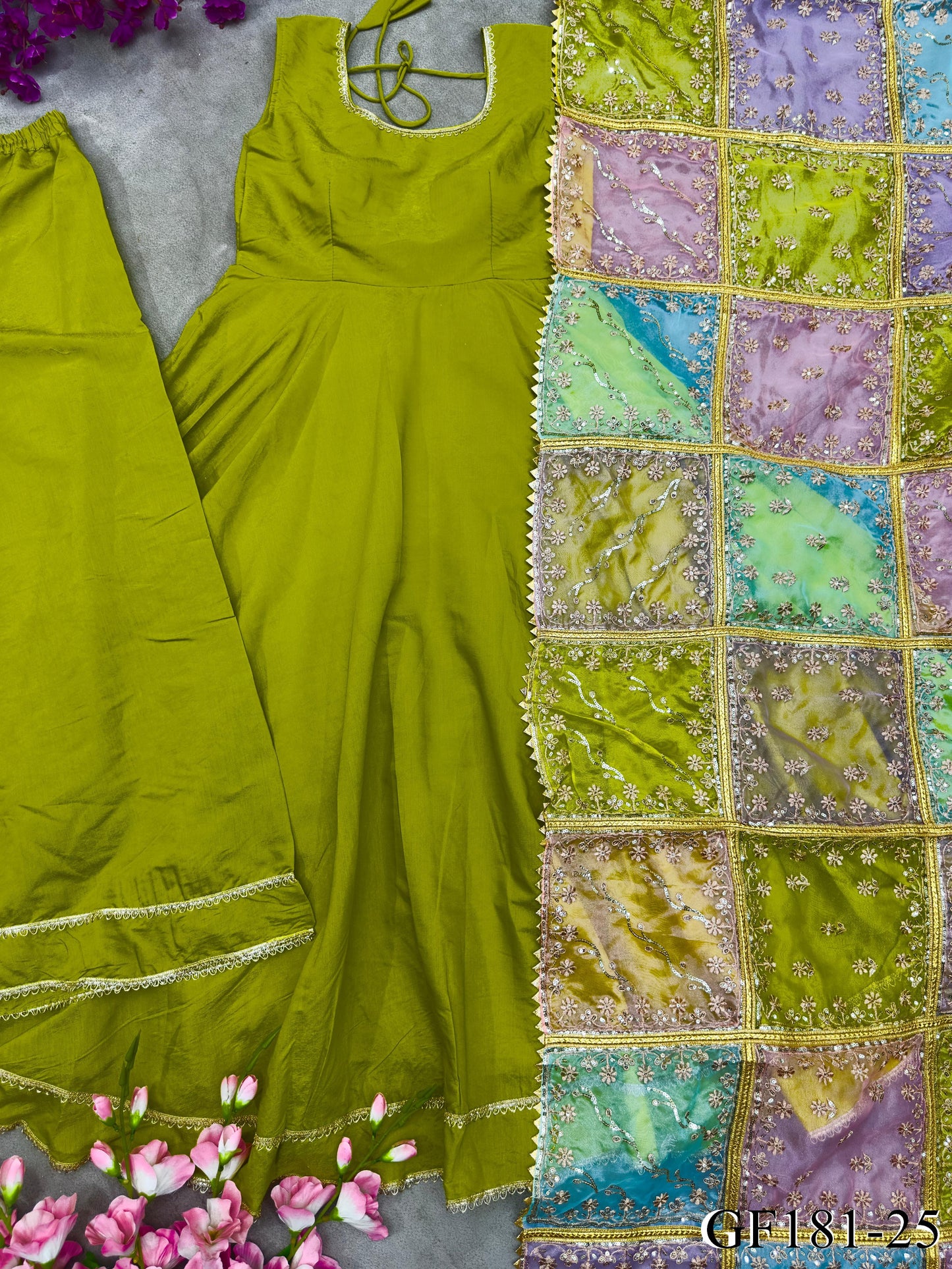 Shimmer Silk Gown Set